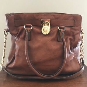 Michael Kors Brown Leather Hamilton Tote
